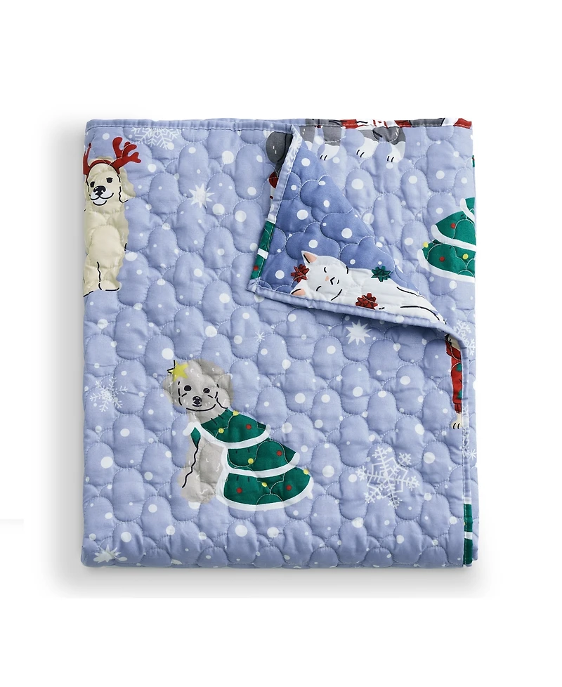 Greenland Home Fashions Winter Whiskers Pet Lover's Reversible Holiday Throw, 50" x 60"