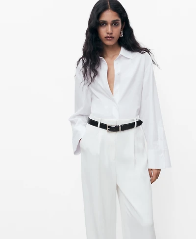 Mango Women's Crop Poplin Shirt