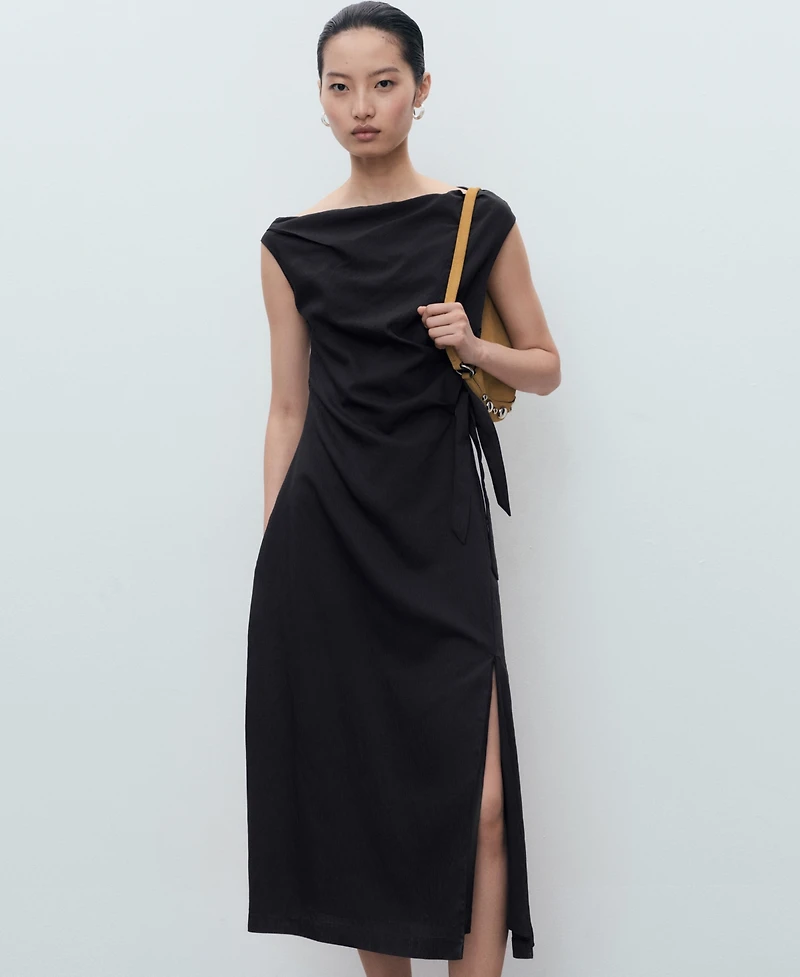 Mango Women's Asymmetrical Knotted Dress