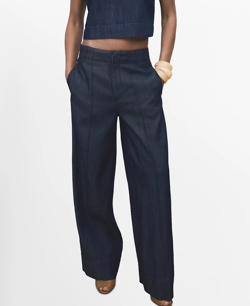Mango Women's Wide Leg Denim Jeans