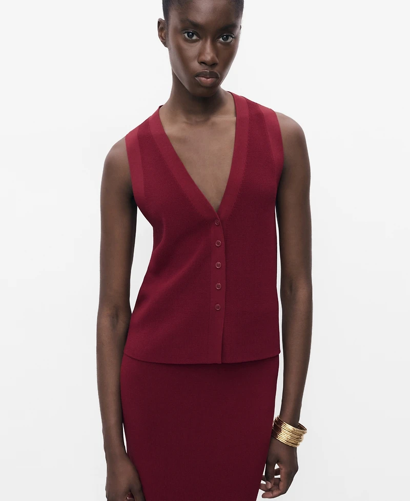 Mango Women's Fine-Knit Gilet Sweater Vest