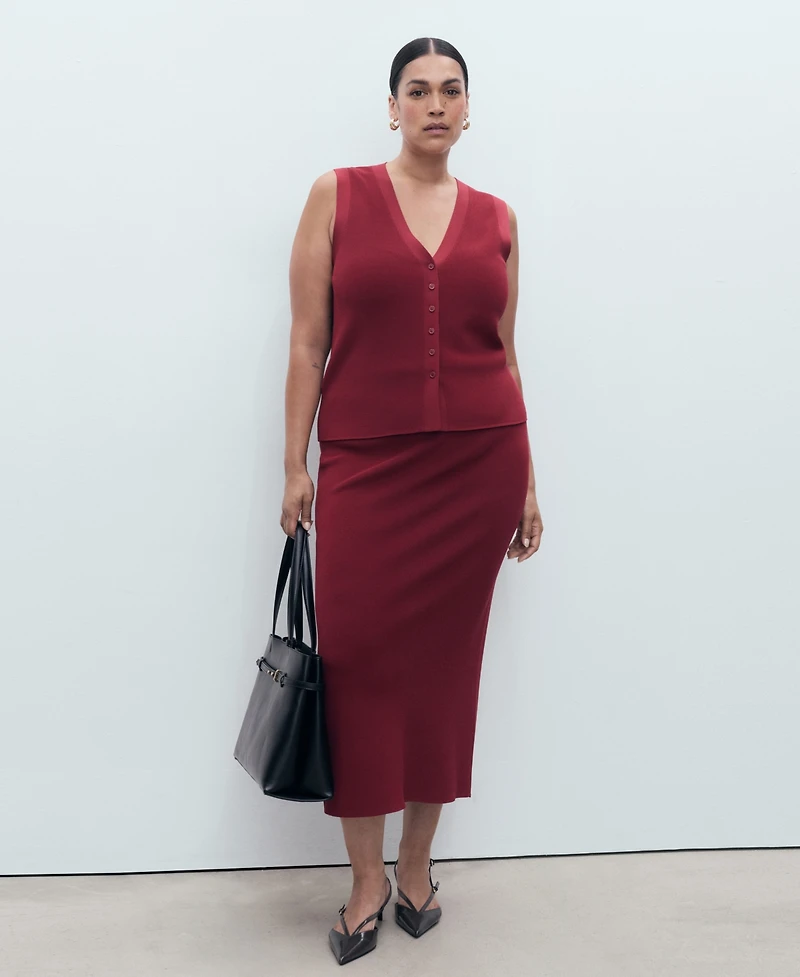 Mango Women's Fine Knit Midi Skirt