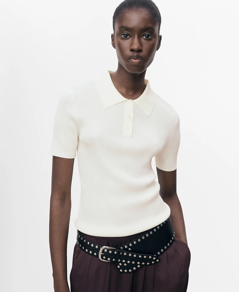 Mango Women's Short-Sleeved Polo-Neck Sweater