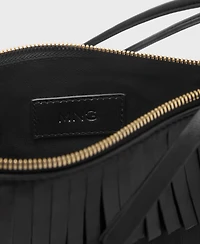 Mango Women's Fringes Detail Large Leather Shoulder Bag
