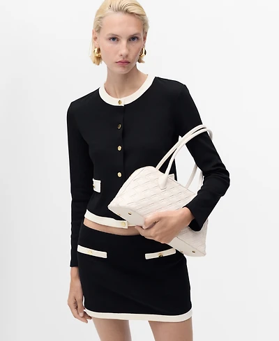 Mango Women's Contrasting Cotton Cardigan