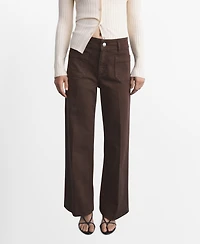 Mango Women's Pockets Wide Leg Jeans
