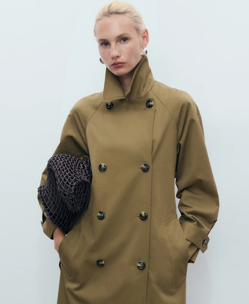 Mango Women's Long Double-Breasted Trench Coat