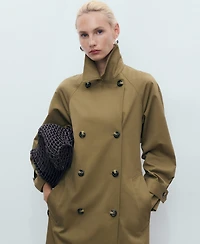 Mango Women's Long Double-Breasted Trench Coat