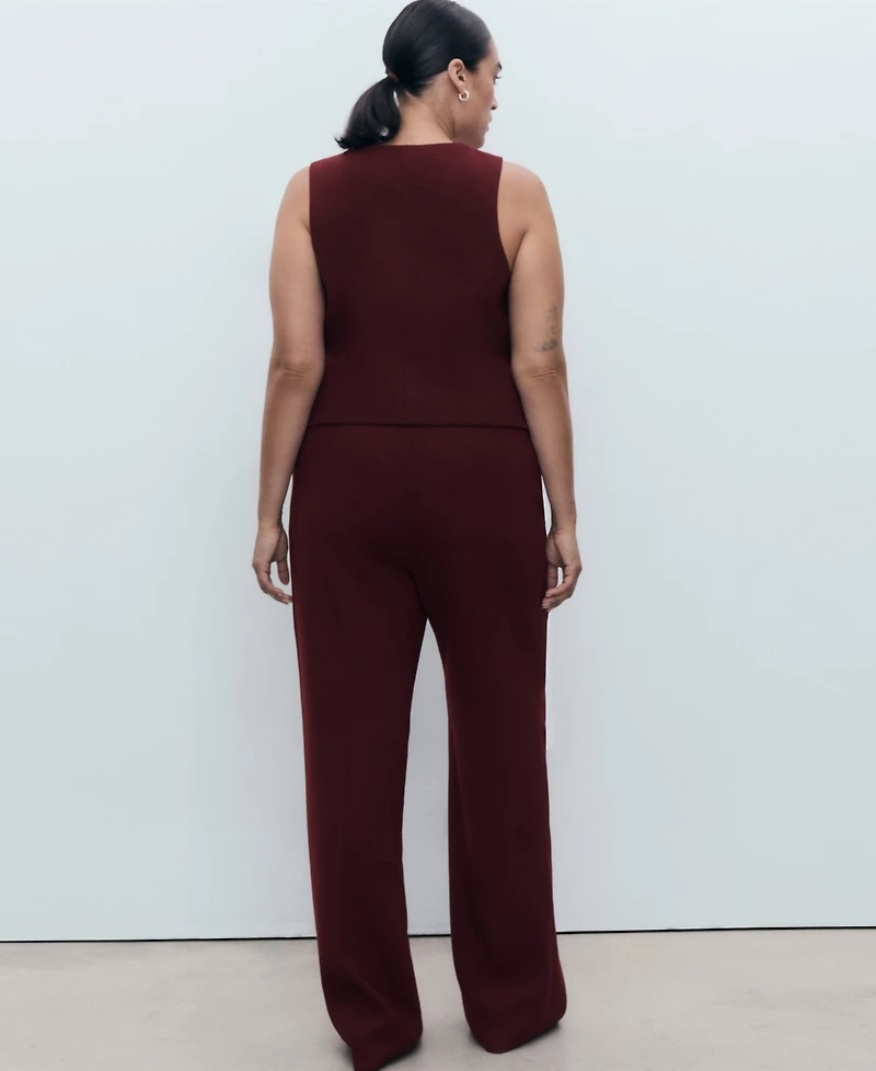 Mango Women's Straight Mid-Rise Suit Pants