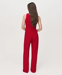 Mango Women's Asymmetrical Neck Long Jumpsuit