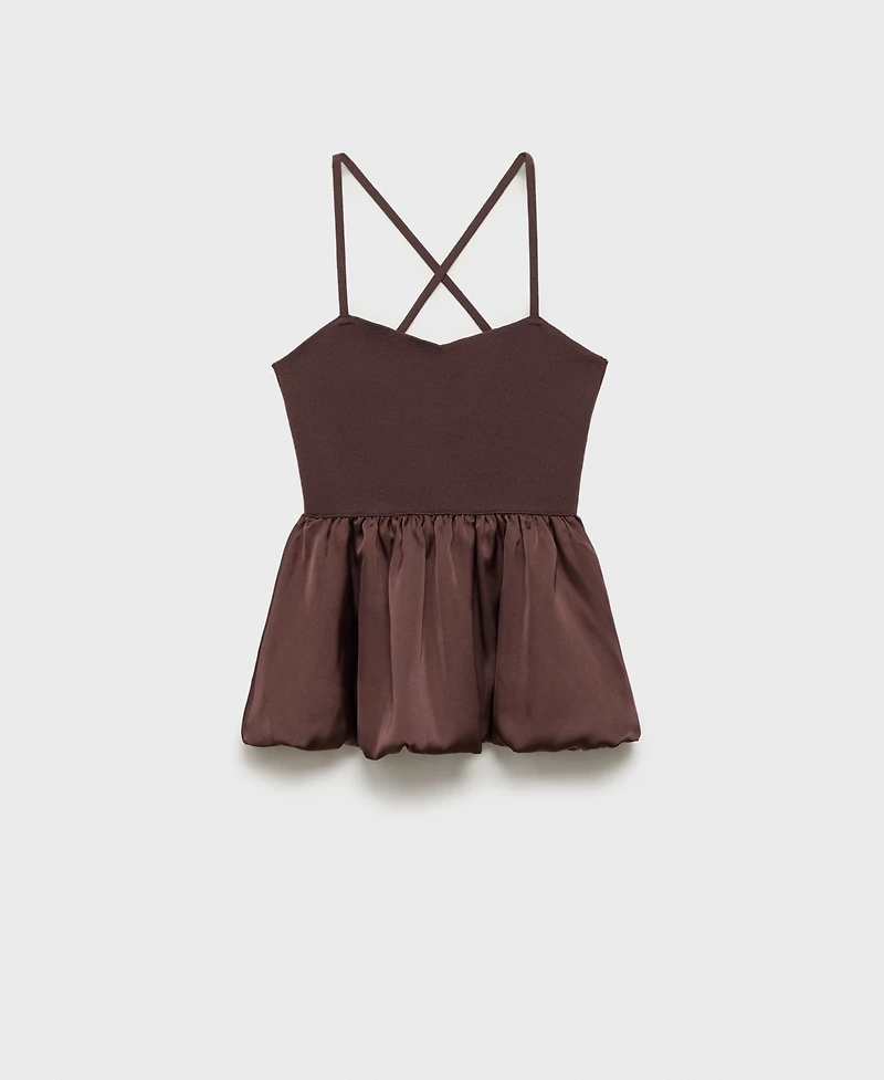 Mango Women's Crossed Back Combined Fabric Top