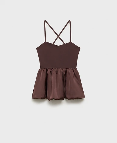 Mango Women's Crossed Back Combined Fabric Top