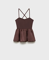 Mango Women's Crossed Back Combined Fabric Top