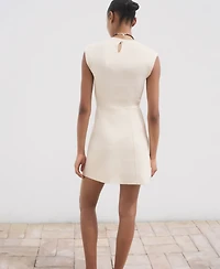 Mango Women's Perkins Collar Flared Knit Dress