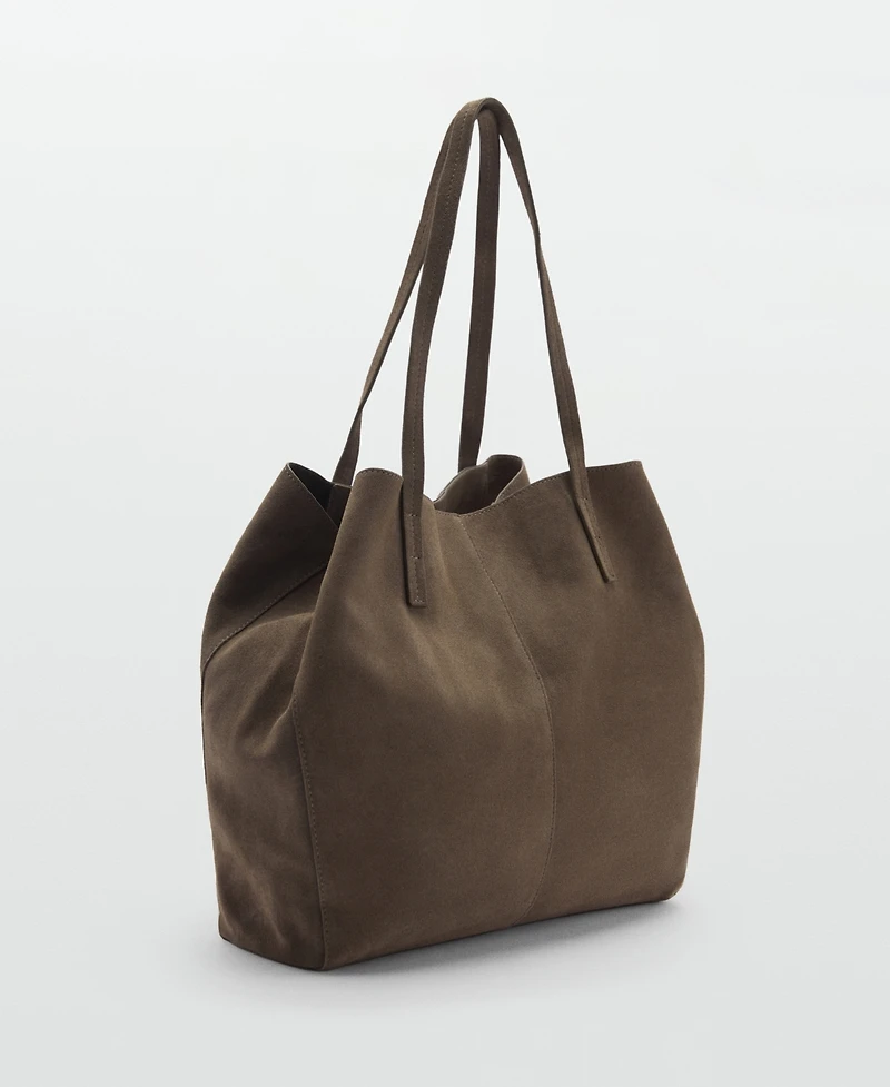 Mango Women's Suede Shopper Bag