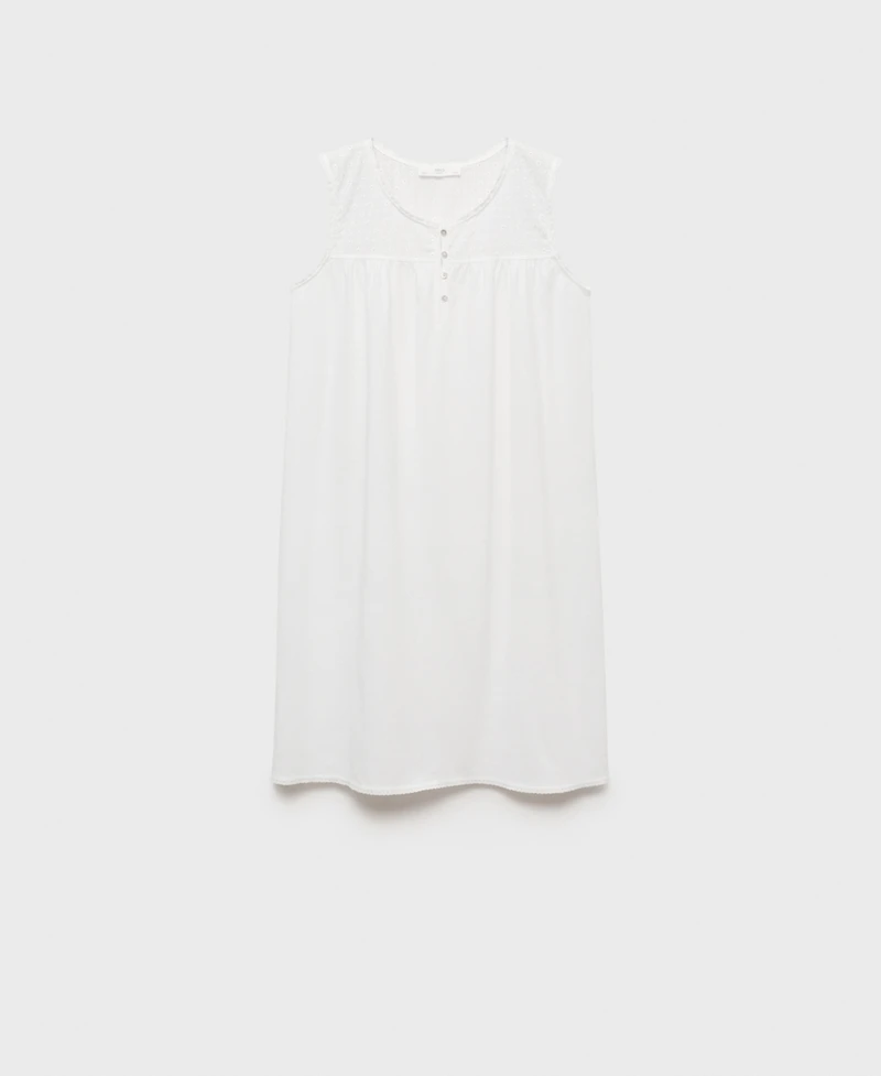 Mango Women's Embroidered Detail Cotton Nightdress