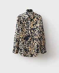 Mango Women's Animal Print Cotton Shirt