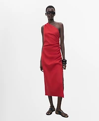 Mango Women's Asymmetrical Neckline Lyocell Dress