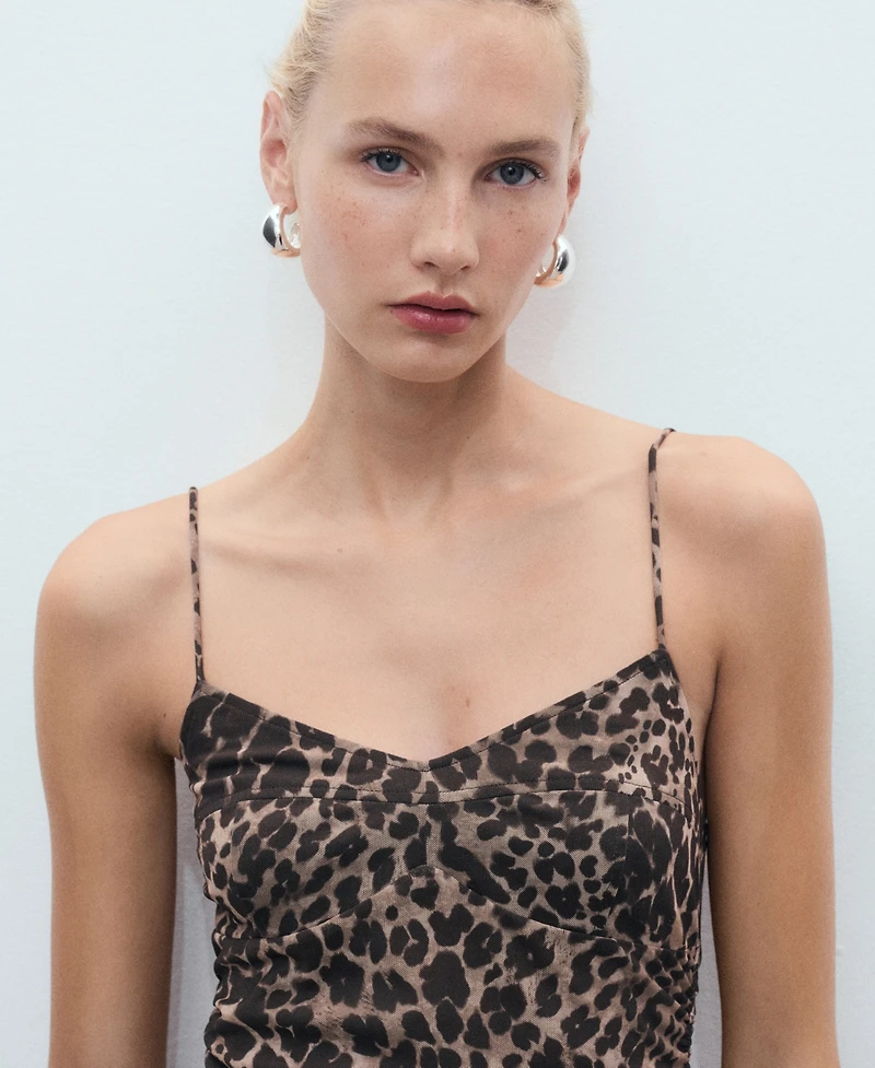 Mango Women's Animal-Print Midi Dress