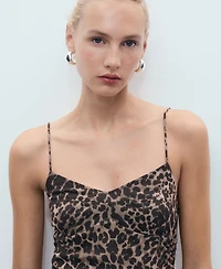 Mango Women's Animal-Print Midi Dress