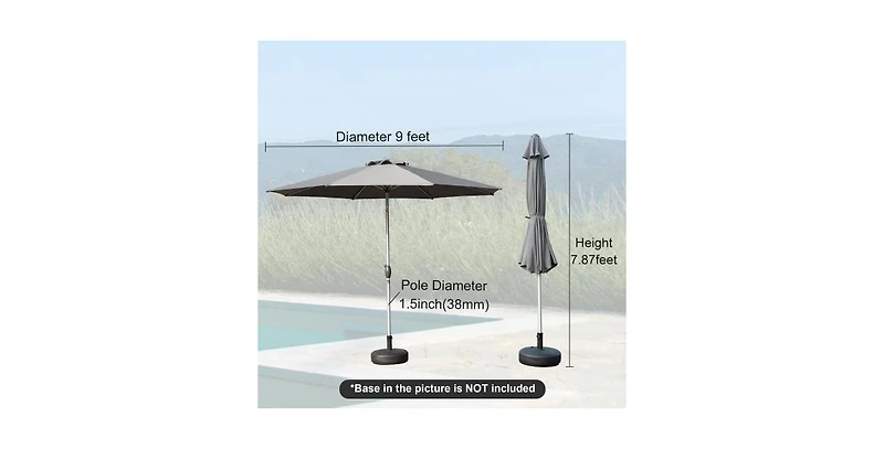 Flynama 9FT Outdoor Patio Umbrella with Push Button Tilt and Crank Wind Vent