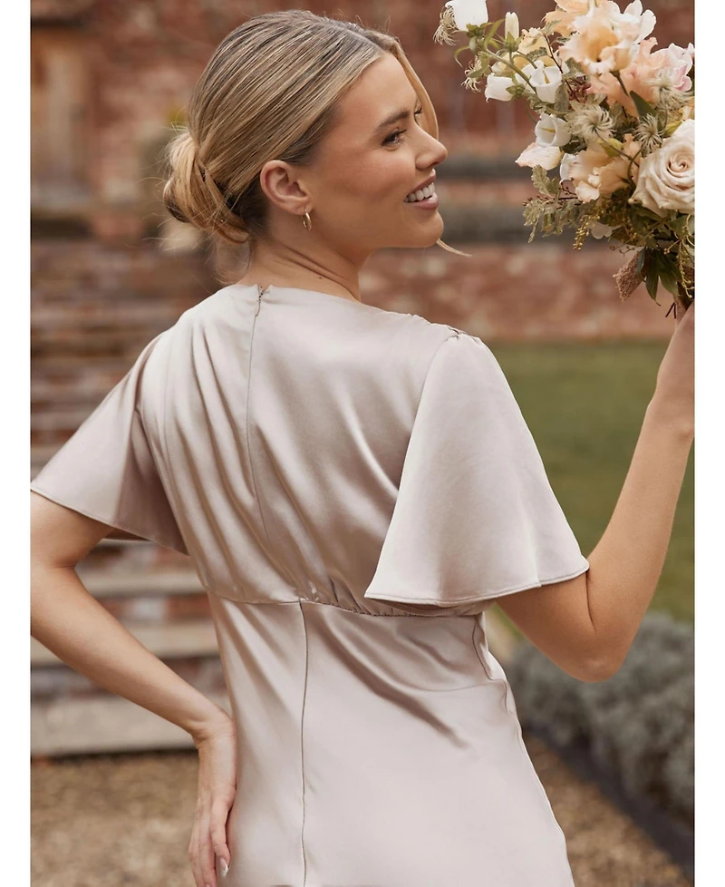 Six Stories Women's Gathered Bust Satin Bridesmaid Dress