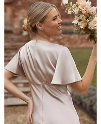 Six Stories Women's Gathered Bust Satin Bridesmaid Dress