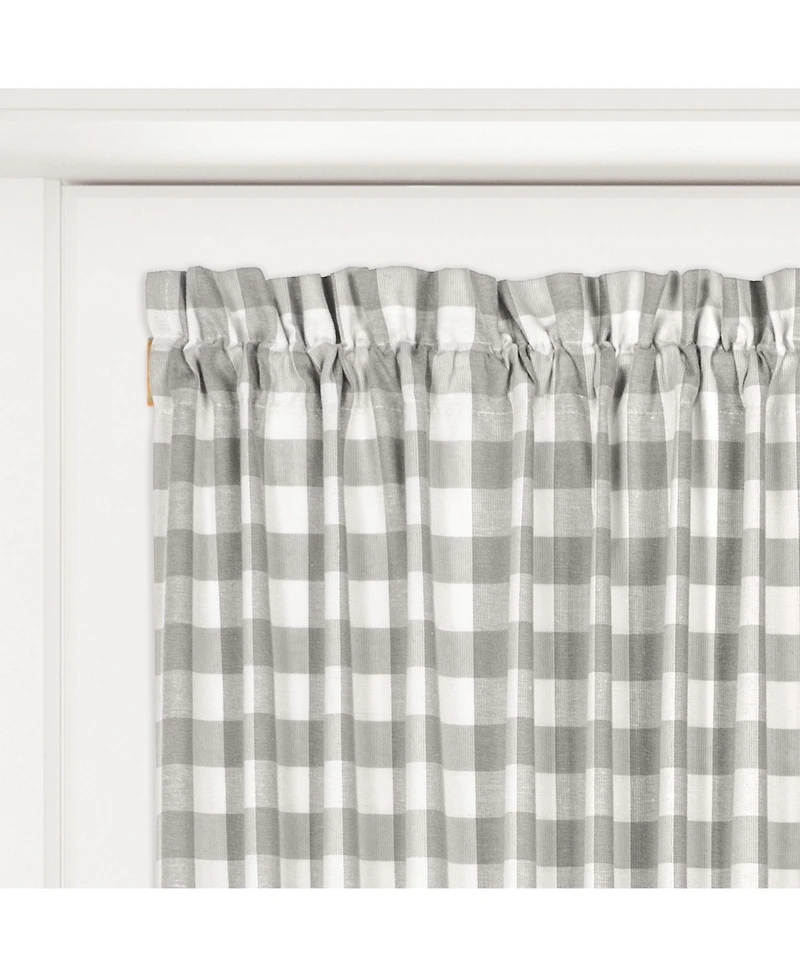 GoodGram Buffalo Check Gingham Custom Window Curtain Treatments - Single Panel 42 in. W x 63 L, Black