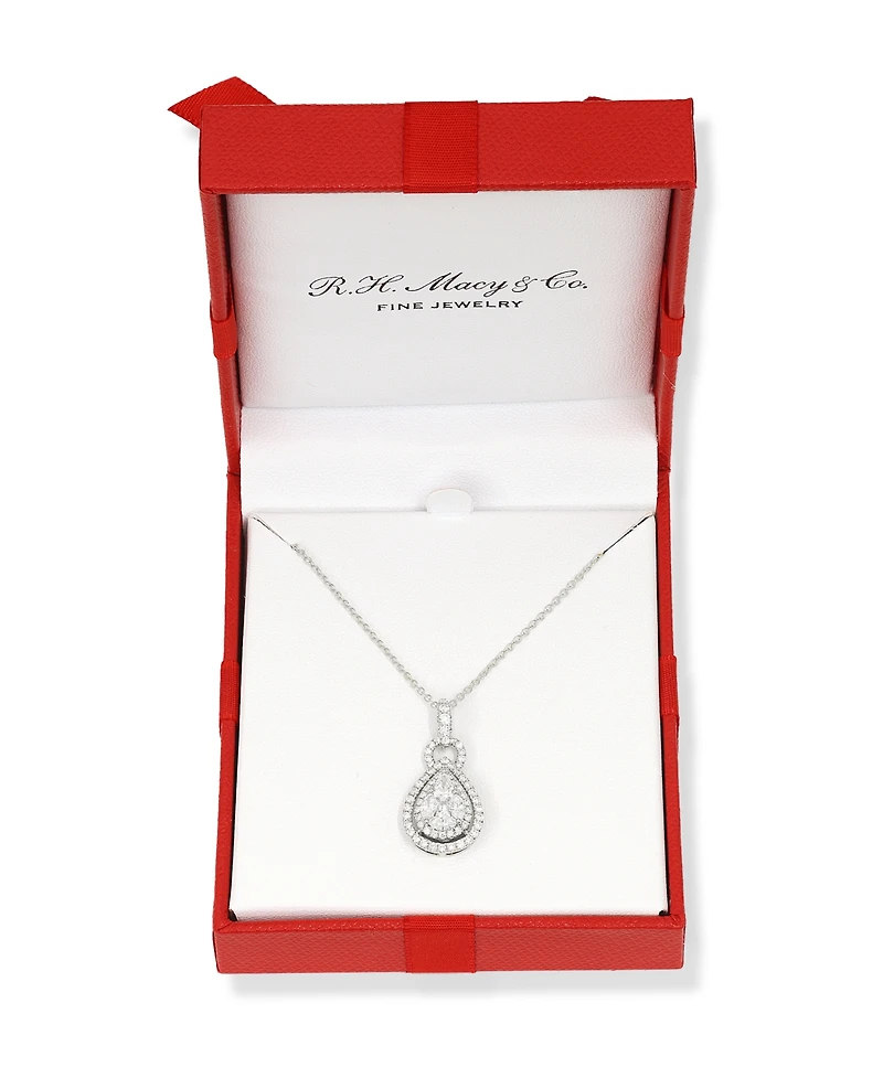 Effy Diamond Mixed Cut Teardrop Halo 18" Pendant Necklace (1 ct. t.w.) 14k White Gold (Also yellow gold)