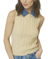 Central Park West Women's Dash Denim Collared Shell