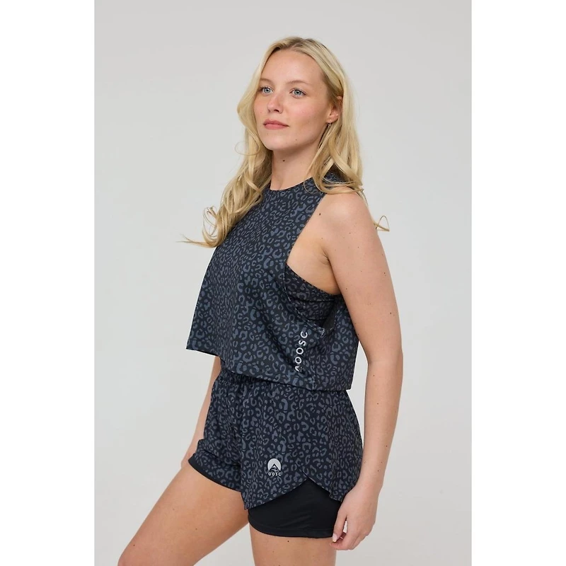 Oosc Women's Infinite Cropped Tank Top - Black Leopard