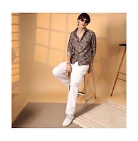 Campus Sutra Men's Geometric Seersucker Shirt