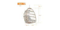 Flynama 55 Inch Outdoor Rattan Egg Swing Chair with Light Gray Cushion