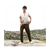 Campus Sutra Men's Ivory White & Tan Brown Desert Ombre Shirt