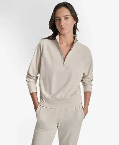 Dkny Sport Women's Space-Dyed Half-Zip Raglan-Sleeve Top