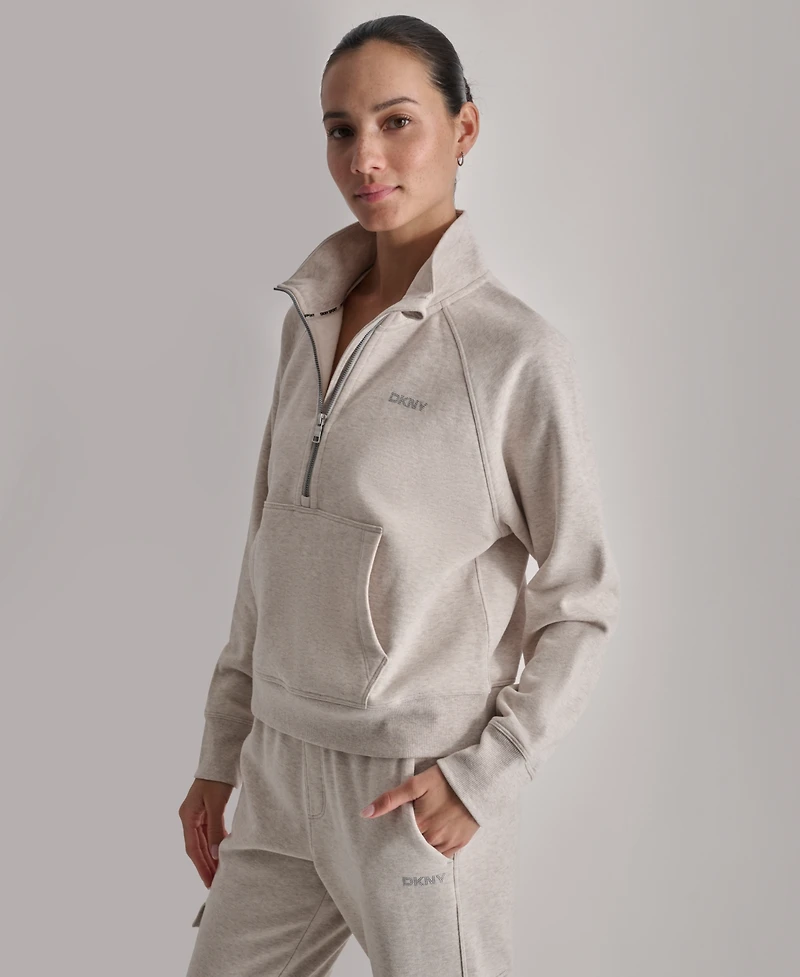 Dkny Women's Studded-Logo Half-Zip Sweatshirt
