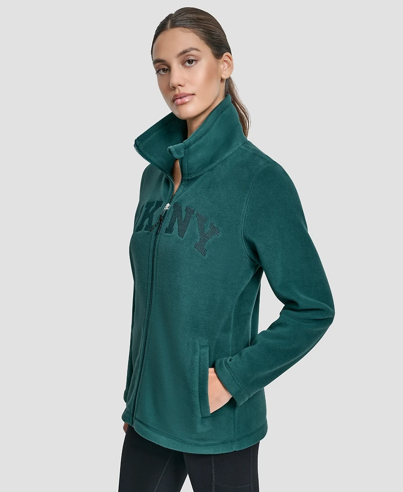 Dkny Women's Full-Zip Varsity Logo Top
