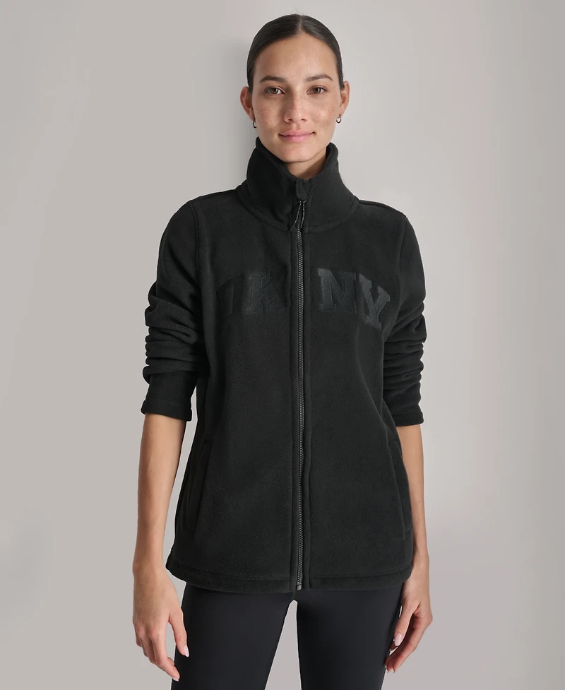 Dkny Women's Full-Zip Varsity Logo Top