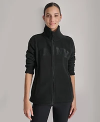 Dkny Women's Full-Zip Varsity Logo Top