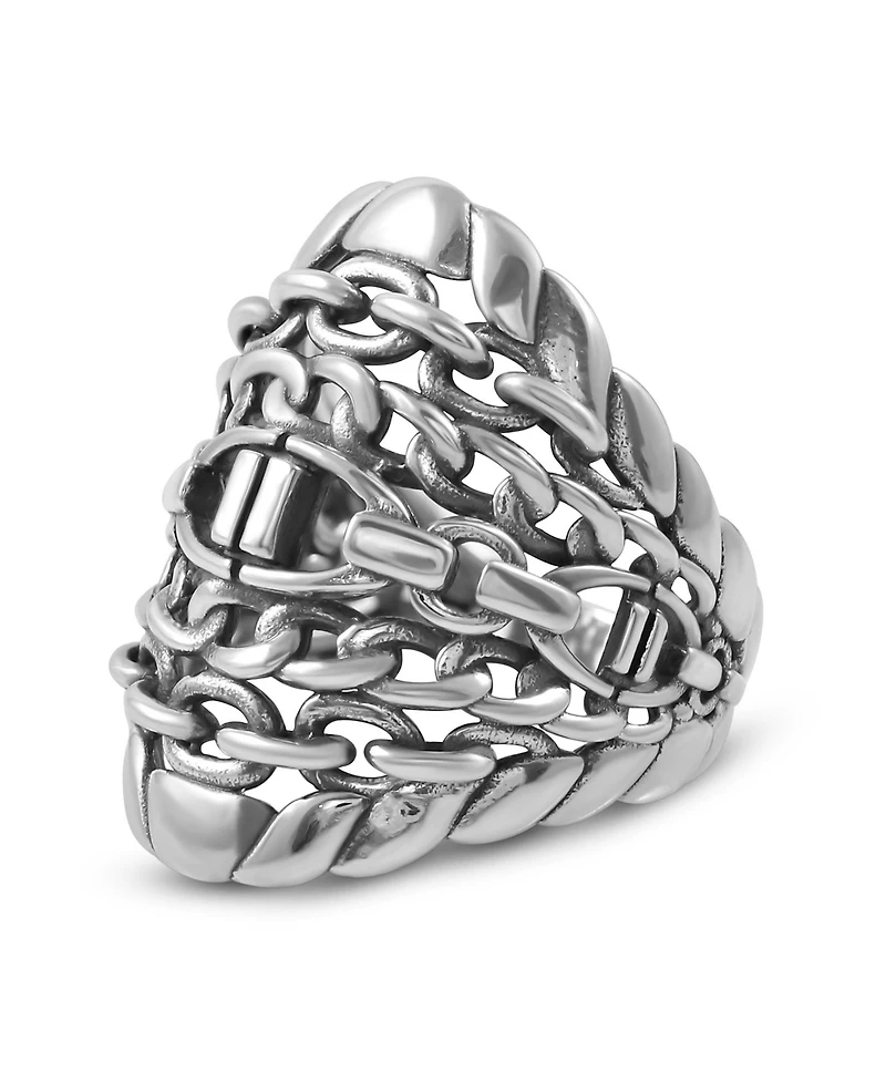 American West Jewelry Sterling Silver Stirrup Chain Ring