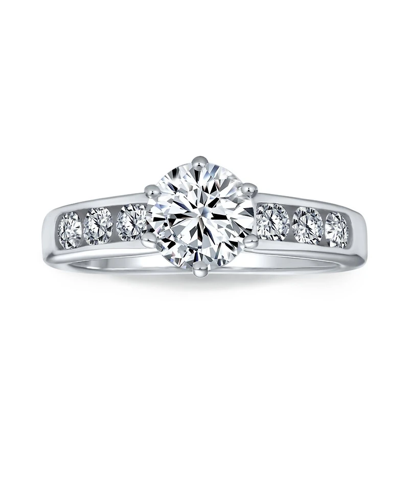 Bling Jewelry Classic 4CT Cz Round 6-Prong Solitaire Promise Ring .925 Sterling Silver Cubic Zirconia Pave Band