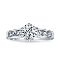Bling Jewelry Classic 4CT Cz Round 6-Prong Solitaire Promise Ring .925 Sterling Silver Cubic Zirconia Pave Band