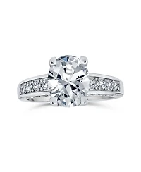 Bling Jewelry Classic Sterling Silver 2CT Cz Oval Solitaire Promise Ring Cubic Zirconia Band