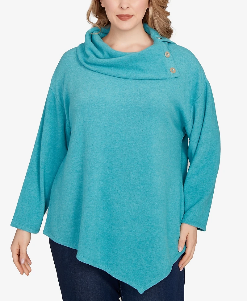 Ruby Rd. Plus Size Heather Cozy Knit Split Cowl Top
