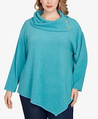 Ruby Rd. Plus Size Heather Cozy Knit Split Cowl Top