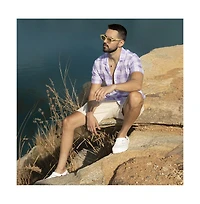 Campus Sutra Men's Lavender & Chalk White Buffalo Check Shirt