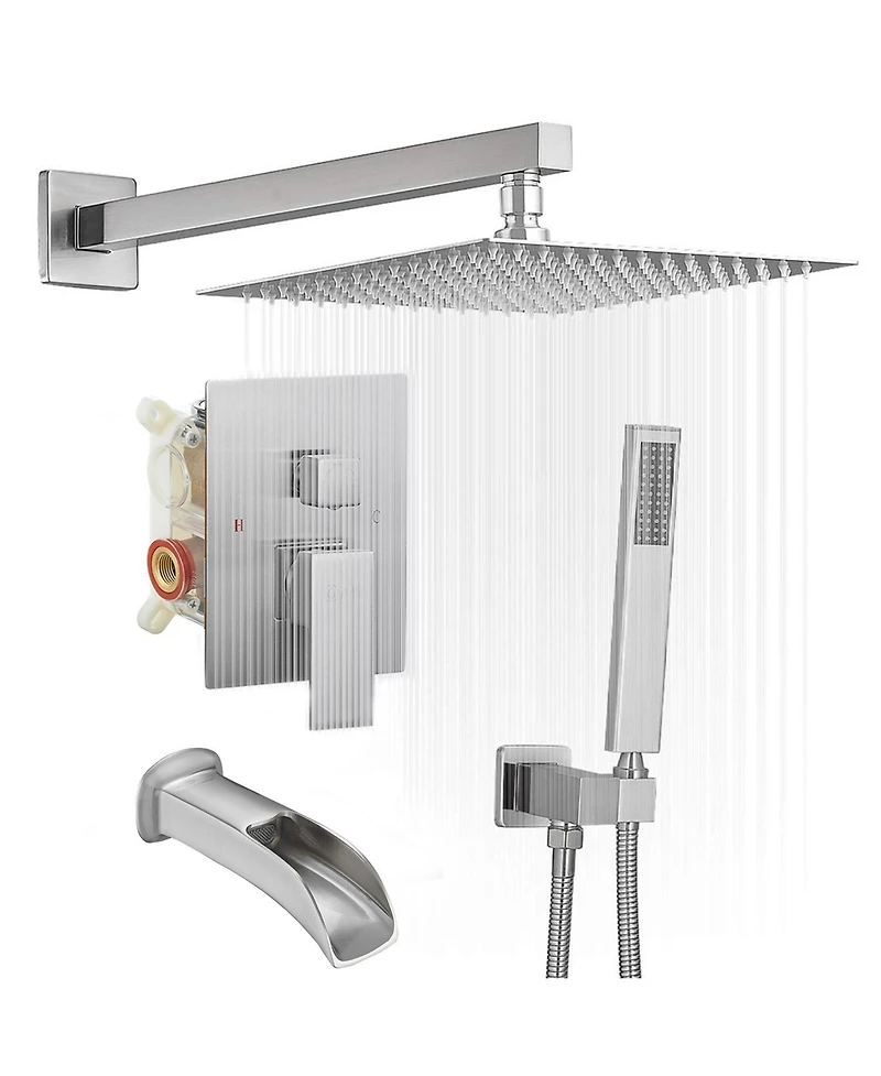 3-Spray Patterns With 2.5 Gpm 10 in. Showerhead Wall Mounted Dual Shower Heads Valve Matte Black