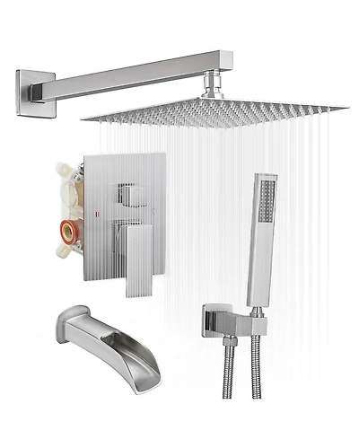 3-Spray Patterns With 2.5 Gpm 10 in. Showerhead Wall Mounted Dual Shower Heads Valve Matte Black