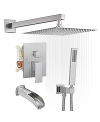 3-Spray Patterns With 2.5 Gpm 10 in. Showerhead Wall Mounted Dual Shower Heads Valve Matte Black