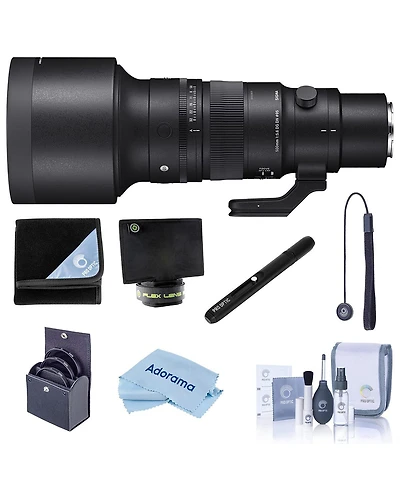 Sigma 500mm f/5.6 Dg Dn Os Sports Lens for Sony E, Bundle with Lens Wrap, 95mm Filter Kit, Lens Shade, Lens Pen Lens Cleaner, Cleaning Kit, Lens Cap T